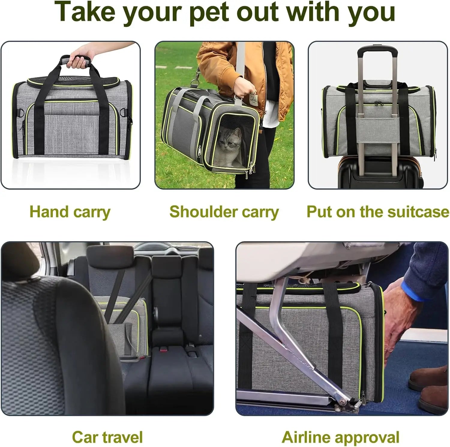 Pawvera™ 4-Sided Expandable Pet Carrier – Airline Approved Soft Travel Bag for Cats & Small Dogs