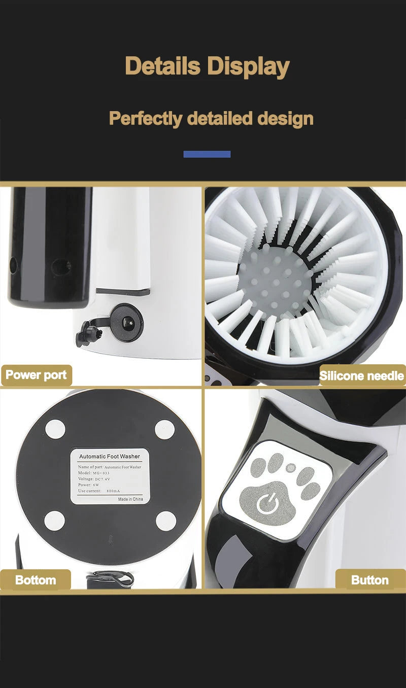 Pawvera™ Automatic Electric Dog Paw Washer Cup – Rechargeable Pet Foot Cleaner with Soft Silicone Brush for Large Dogs