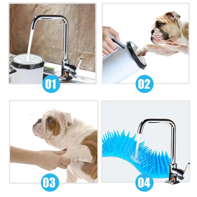 Pawvera™ Automatic Electric Dog Paw Washer Cup – Rechargeable Pet Foot Cleaner with Soft Silicone Brush for Large Dogs