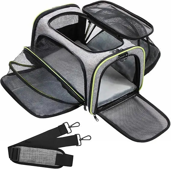 Pawvera™ 4-Sided Expandable Pet Carrier – Airline Approved Soft Travel Bag for Cats & Small Dogs
