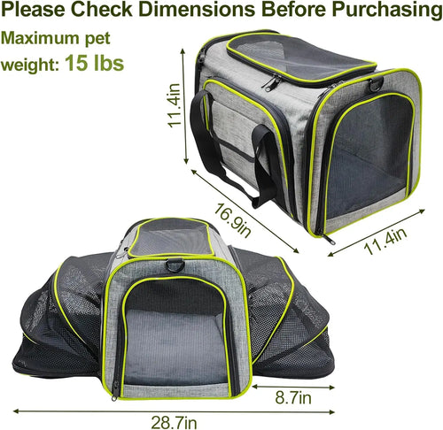 Pawvera™ 4-Sided Expandable Pet Carrier – Airline Approved Soft Travel Bag for Cats & Small Dogs