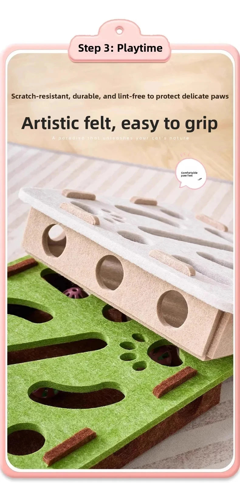 Interactive Felt Cat Puzzle Box – Stimulating Hunting & Exercise Toy for Indoor Cats
