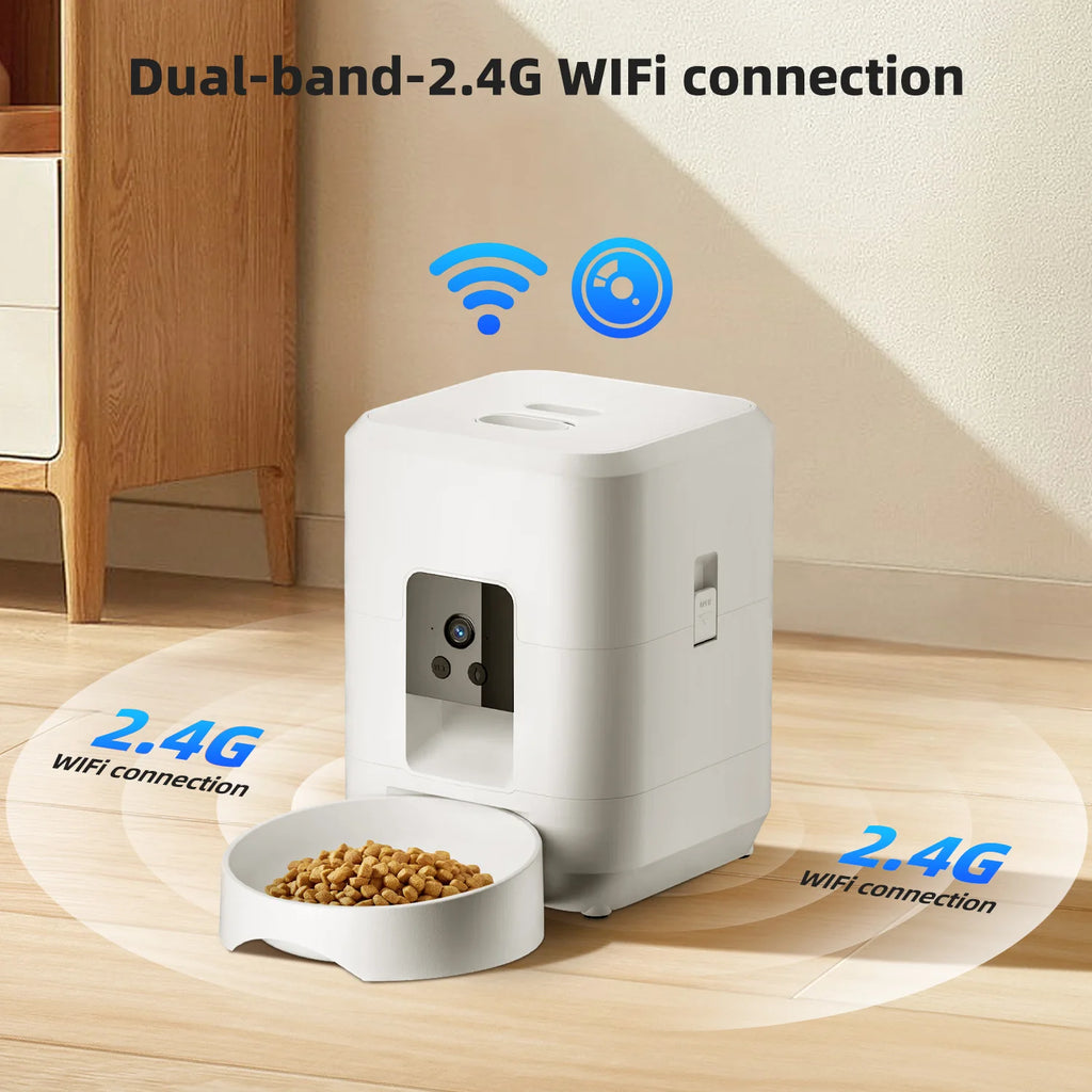 Pawvera™ Smart Wi-Fi Automatic Pet Feeder with Camera – Remote App-Controlled Food Dispenser for Cats & Small Dogs