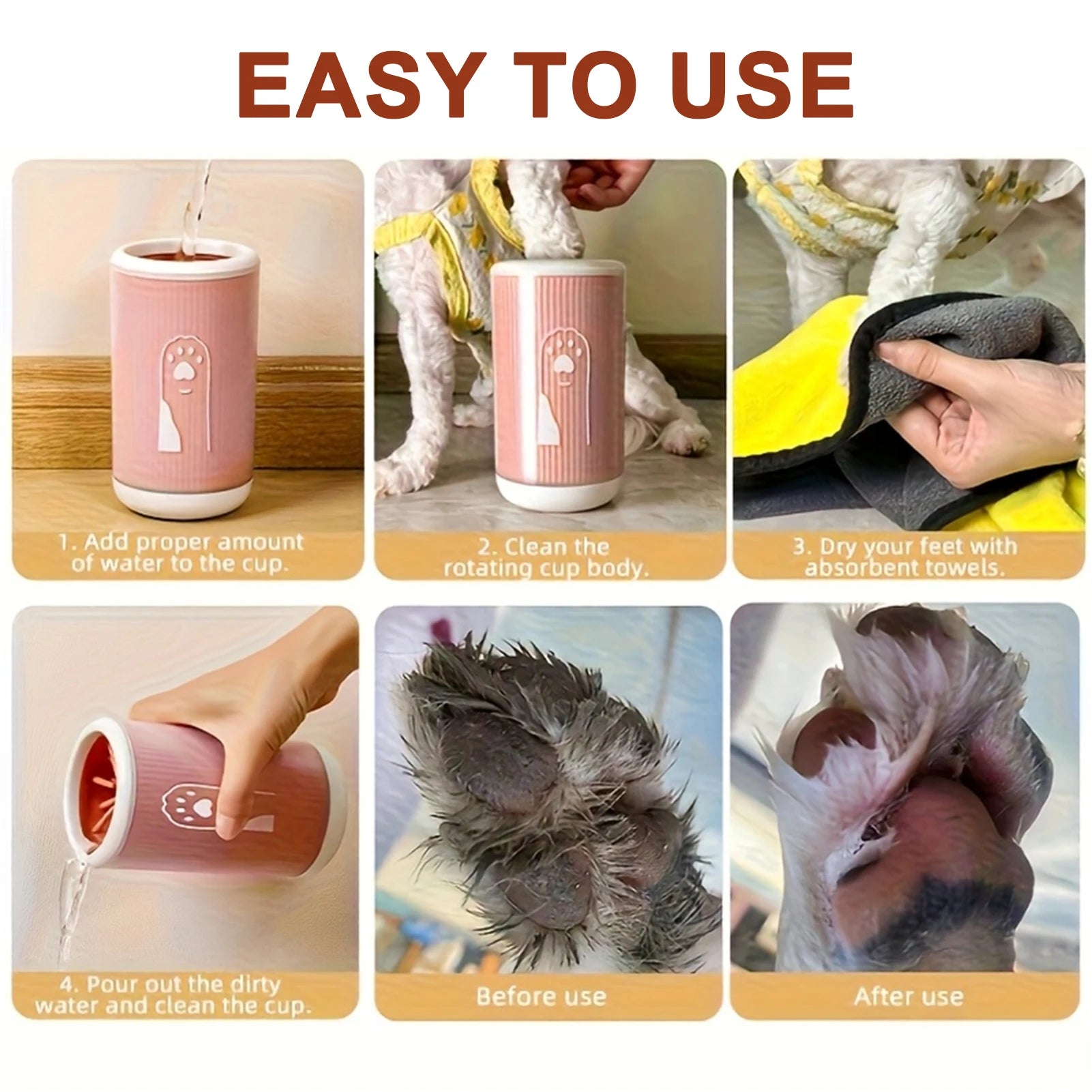 Portable Paw Cleaner Cup – Gentle No-Scrub Cleaner for Dogs & Cats