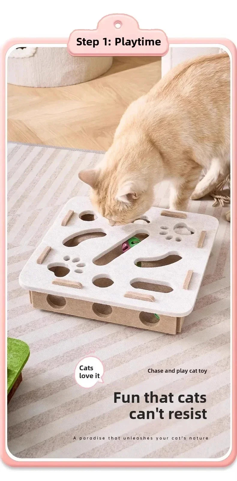 Interactive Felt Cat Puzzle Box – Stimulating Hunting & Exercise Toy for Indoor Cats