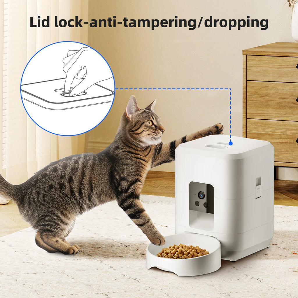Pawvera™ Smart Wi-Fi Automatic Pet Feeder with Camera – Remote App-Controlled Food Dispenser for Cats & Small Dogs