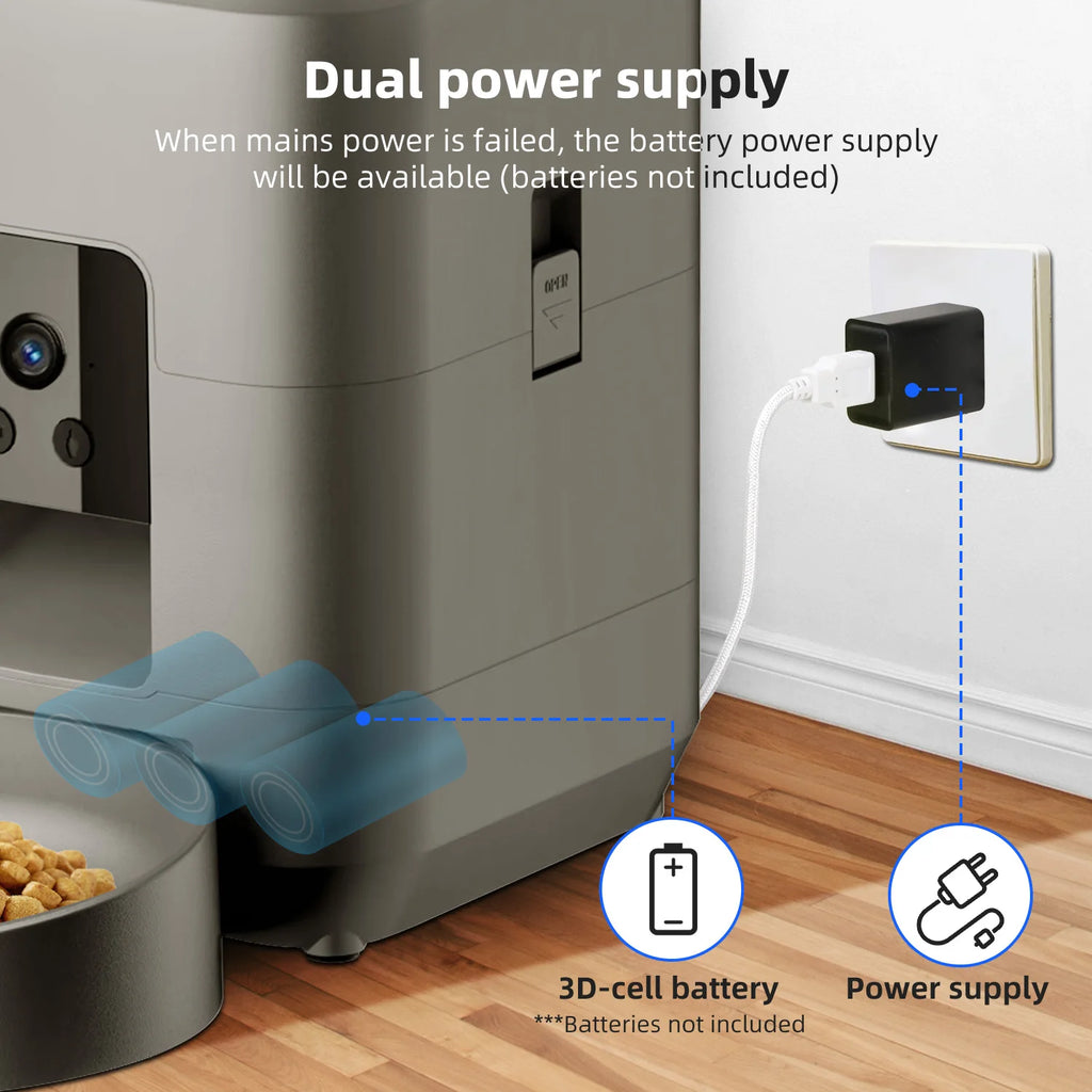Pawvera™ Smart Wi-Fi Automatic Pet Feeder with Camera – Remote App-Controlled Food Dispenser for Cats & Small Dogs
