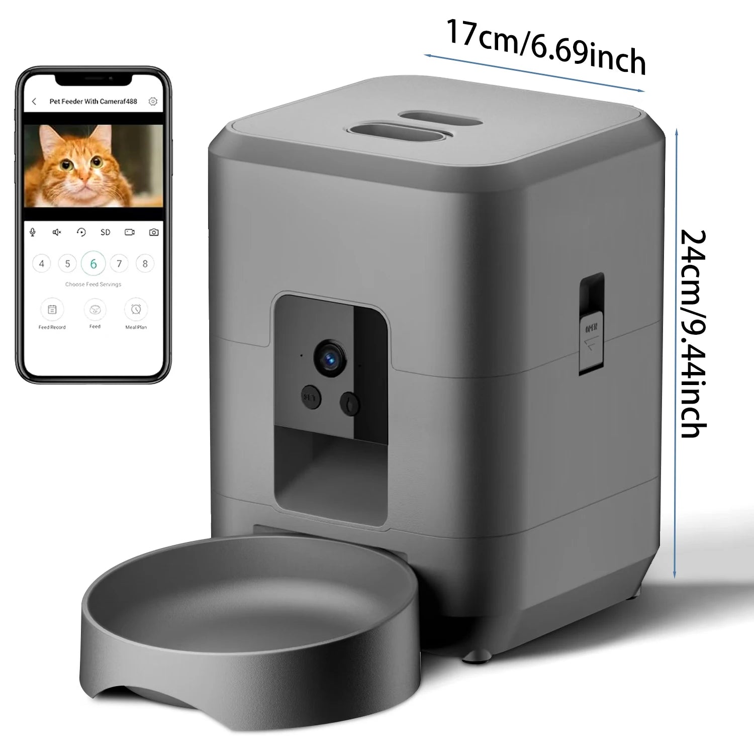 Pawvera™ Smart Wi-Fi Automatic Pet Feeder with Camera – Remote App-Controlled Food Dispenser for Cats & Small Dogs