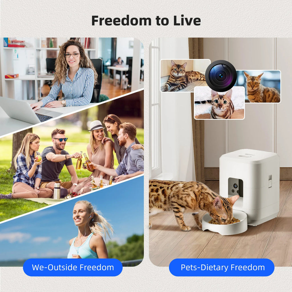 Pawvera™ Smart Wi-Fi Automatic Pet Feeder with Camera – Remote App-Controlled Food Dispenser for Cats & Small Dogs