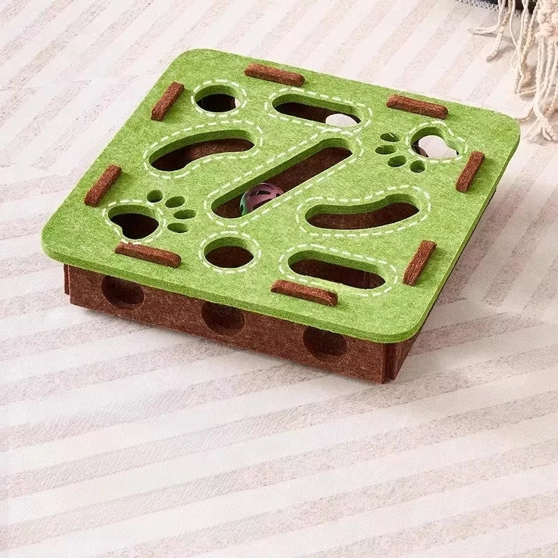 Interactive Felt Cat Puzzle Box – Stimulating Hunting & Exercise Toy for Indoor Cats