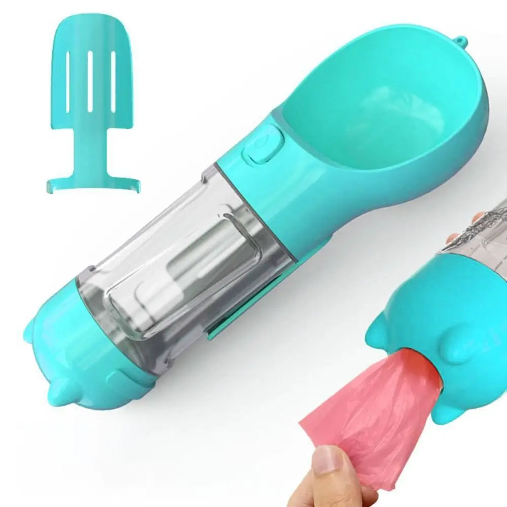 Pawvera™ 3-in-1 Portable Pet Water Bottle & Food Dispenser – Leak-Proof Dog Bowl with Waste Bag Holder & Shovel