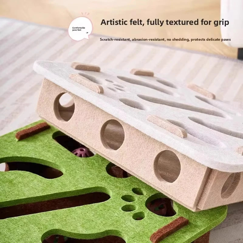 Interactive Felt Cat Puzzle Box – Stimulating Hunting & Exercise Toy for Indoor Cats