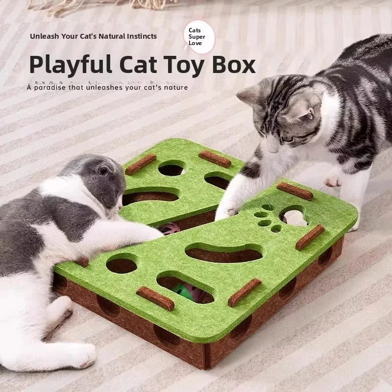 Interactive Felt Cat Puzzle Box – Stimulating Hunting & Exercise Toy for Indoor Cats