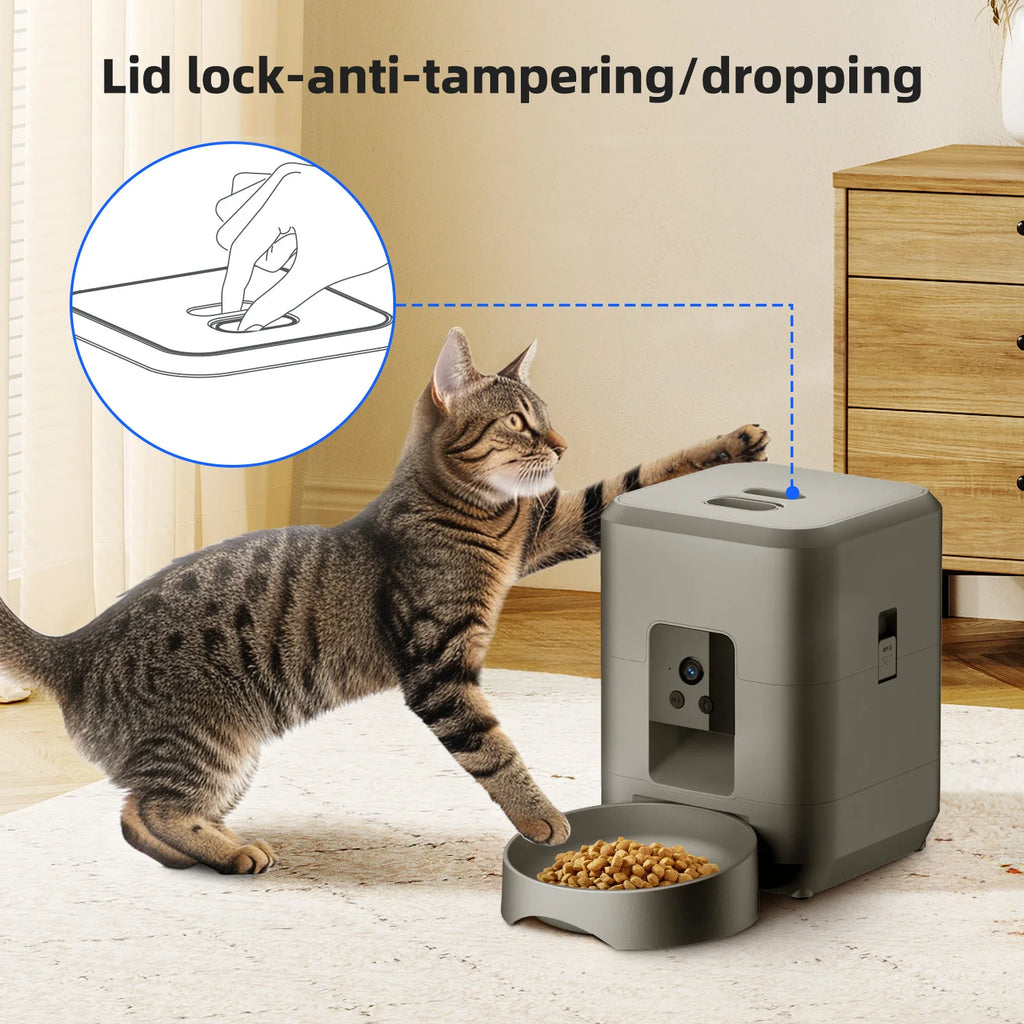 Pawvera™ Smart Wi-Fi Automatic Pet Feeder with Camera – Remote App-Controlled Food Dispenser for Cats & Small Dogs