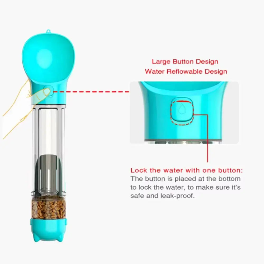 Pawvera™ 3-in-1 Portable Pet Water Bottle & Food Dispenser – Leak-Proof Dog Bowl with Waste Bag Holder & Shovel