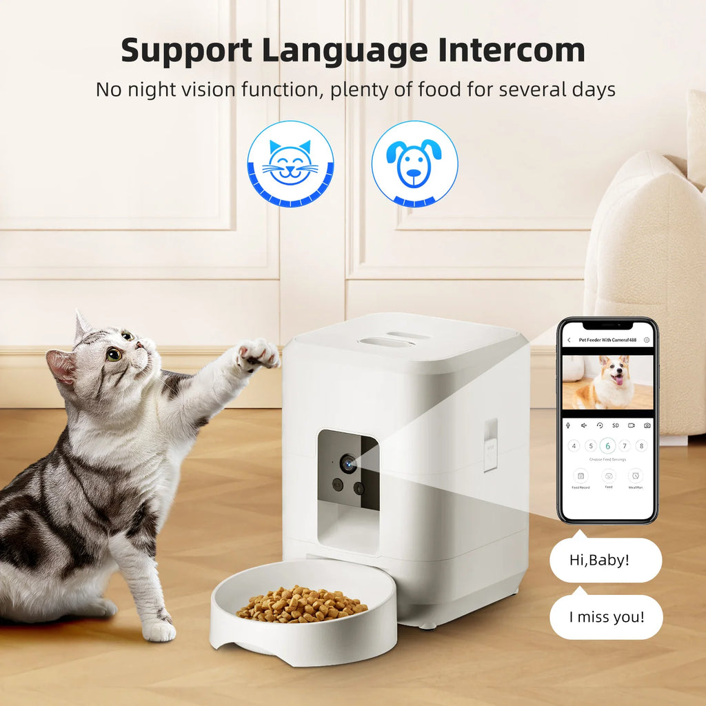 Pawvera™ Smart Wi-Fi Automatic Pet Feeder with Camera – Remote App-Controlled Food Dispenser for Cats & Small Dogs