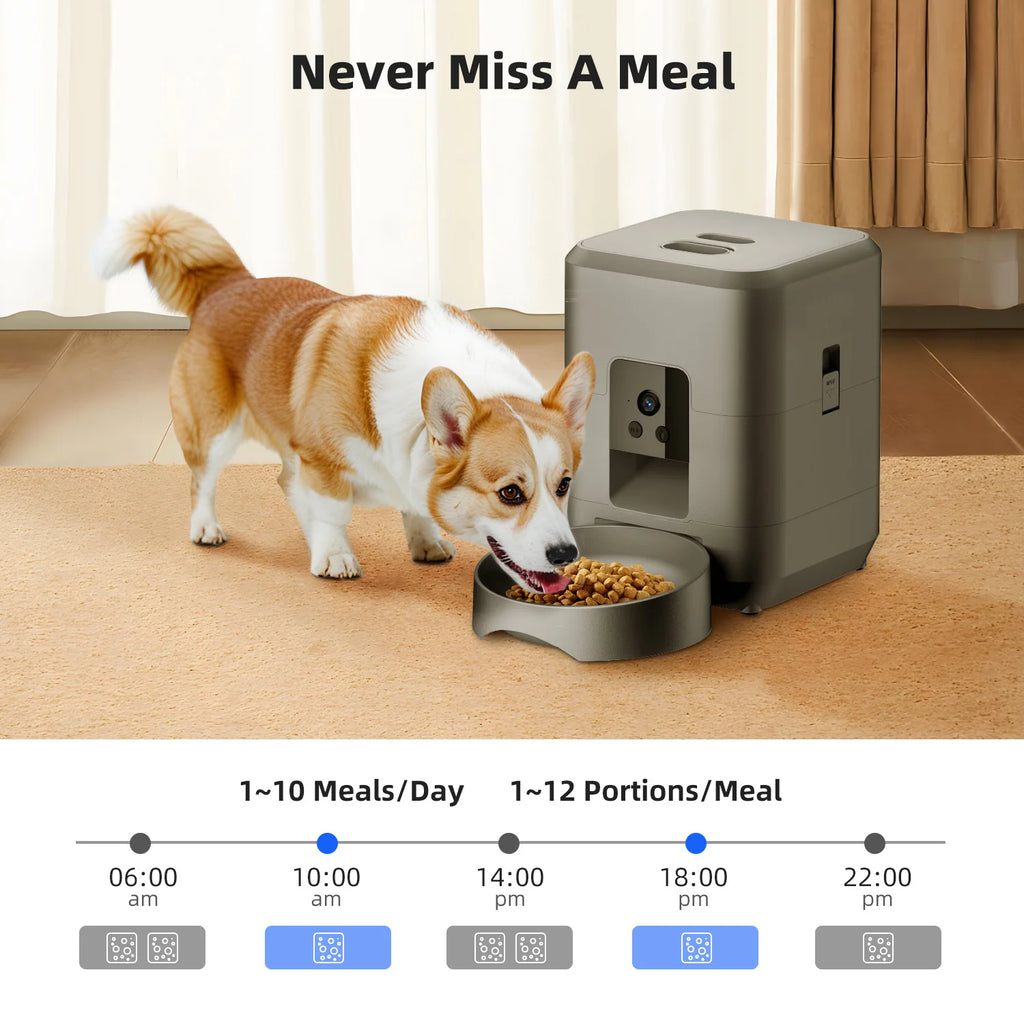 Pawvera™ Smart Wi-Fi Automatic Pet Feeder with Camera – Remote App-Controlled Food Dispenser for Cats & Small Dogs