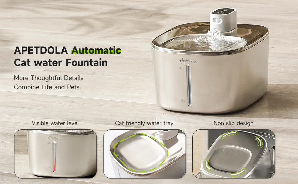 Pawvera™ 4L Wireless Stainless Steel Pet Water Fountain – Automatic Rechargeable Water Dispenser with Motion Sensor for Cats & Dogs