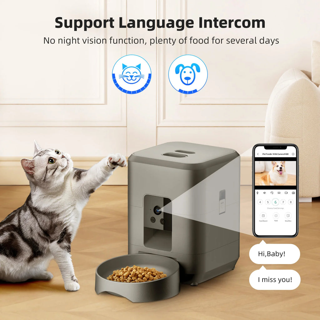 Pawvera™ Smart Wi-Fi Automatic Pet Feeder with Camera – Remote App-Controlled Food Dispenser for Cats & Small Dogs