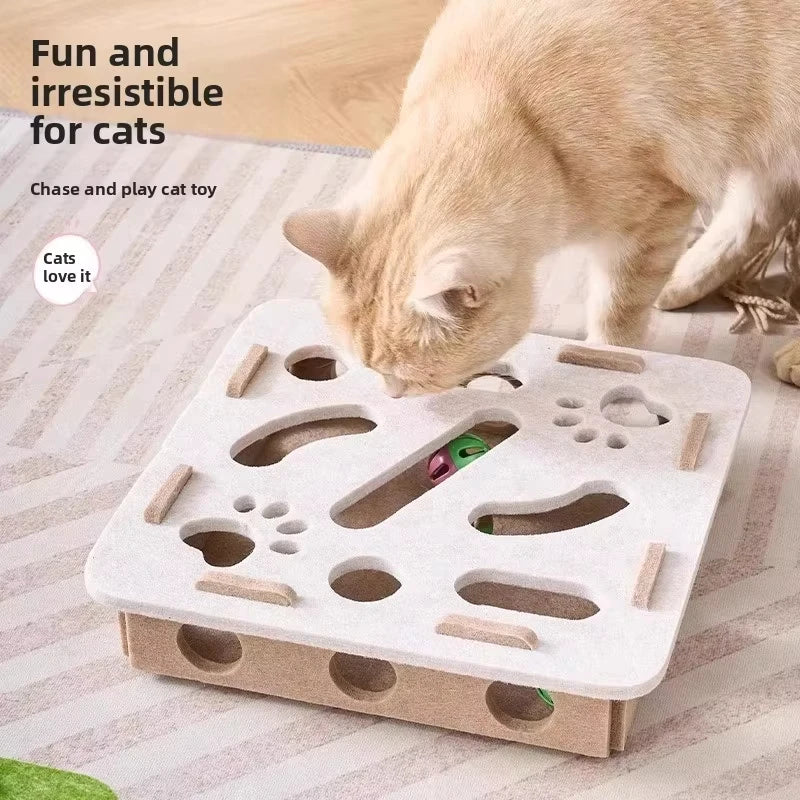 Interactive Felt Cat Puzzle Box – Stimulating Hunting & Exercise Toy for Indoor Cats