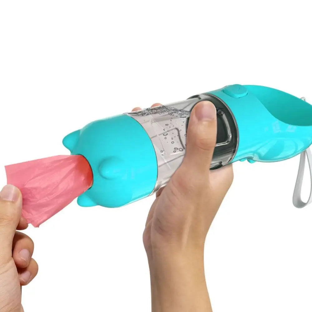 Pawvera™ 3-in-1 Portable Pet Water Bottle & Food Dispenser – Leak-Proof Dog Bowl with Waste Bag Holder & Shovel