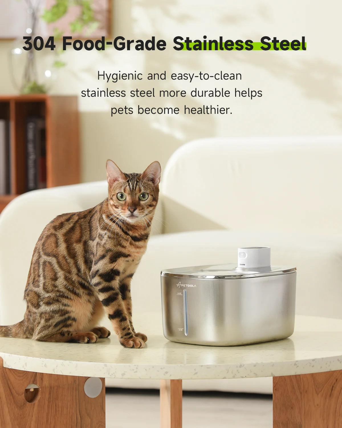 Pawvera™ 4L Wireless Stainless Steel Pet Water Fountain – Automatic Rechargeable Water Dispenser with Motion Sensor for Cats & Dogs