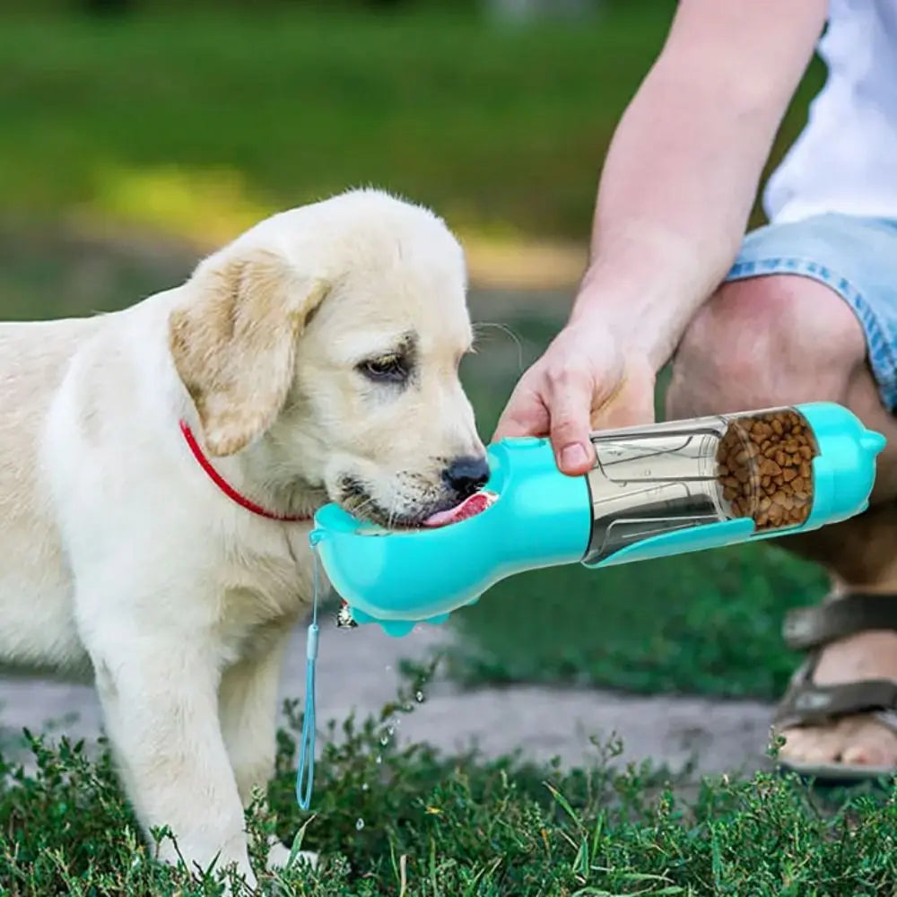 Pawvera™ 3-in-1 Portable Pet Water Bottle & Food Dispenser – Leak-Proof Dog Bowl with Waste Bag Holder & Shovel